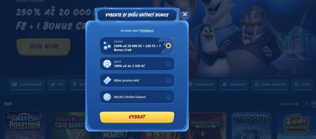 Registrace SGcasino