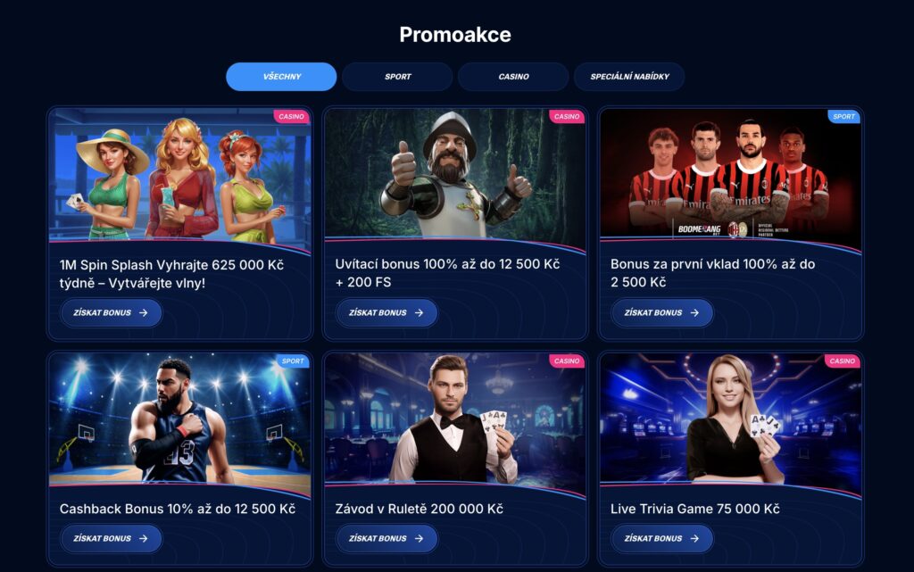 Promoakce bonusy Boomerang Bet casino