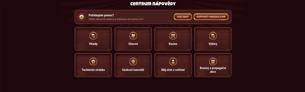 Centrum nápovědy Magius casino