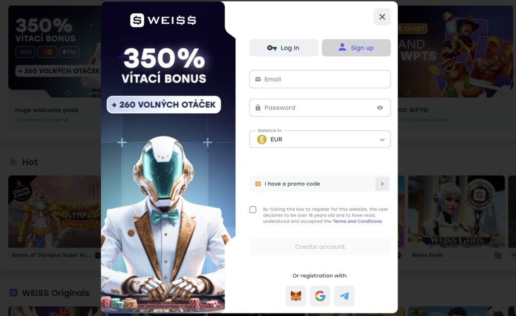 Weiss casino registrace