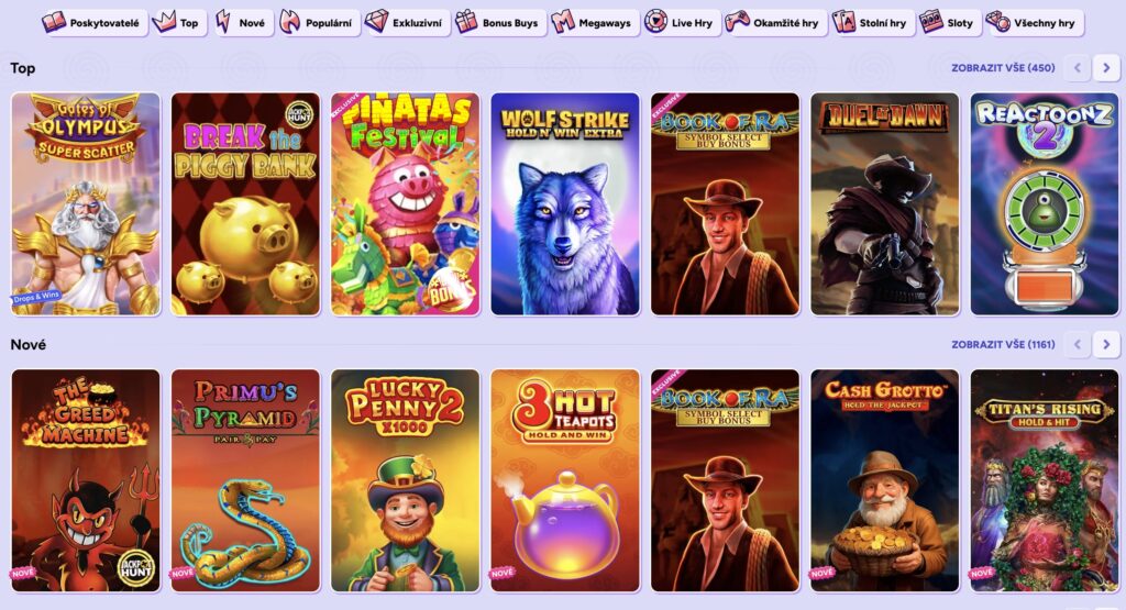 Spinbara casino nabídka her